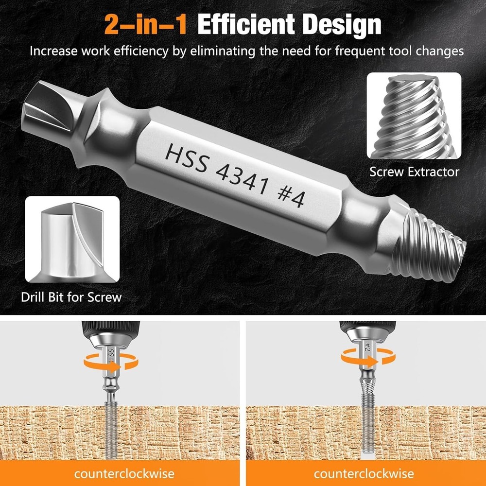 6 PCS Drill Bit & Extractor Tool Set - HSS Screw Removal Made Easy