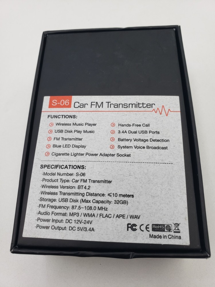 Car FM Transmitter S-06 3.4A Dual USB Ports Wierless Music Player