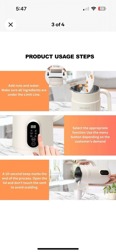 Geniuslix Automatic Vegan Nut Milk Maker Machine 24 oz Bundle In Box