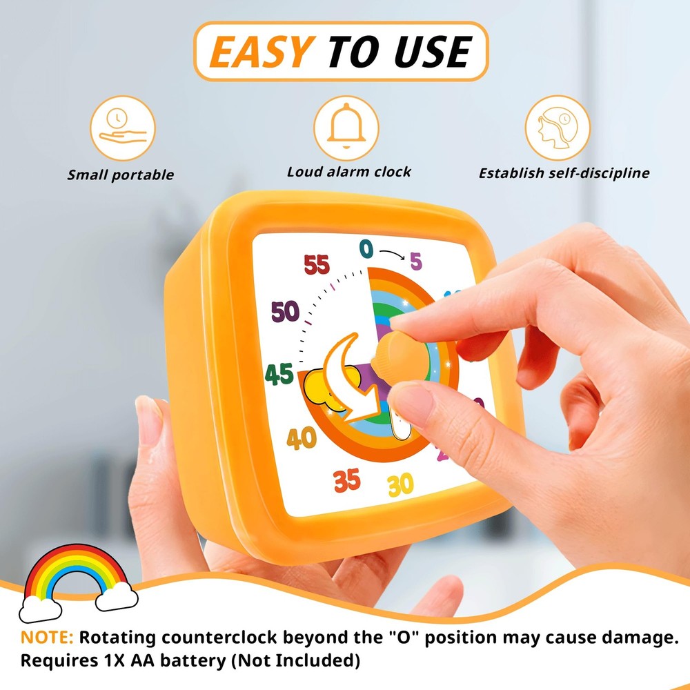 Visual Timer for Kids 60 Minute, Rainbow Countdown Clock with Silent Operatio...