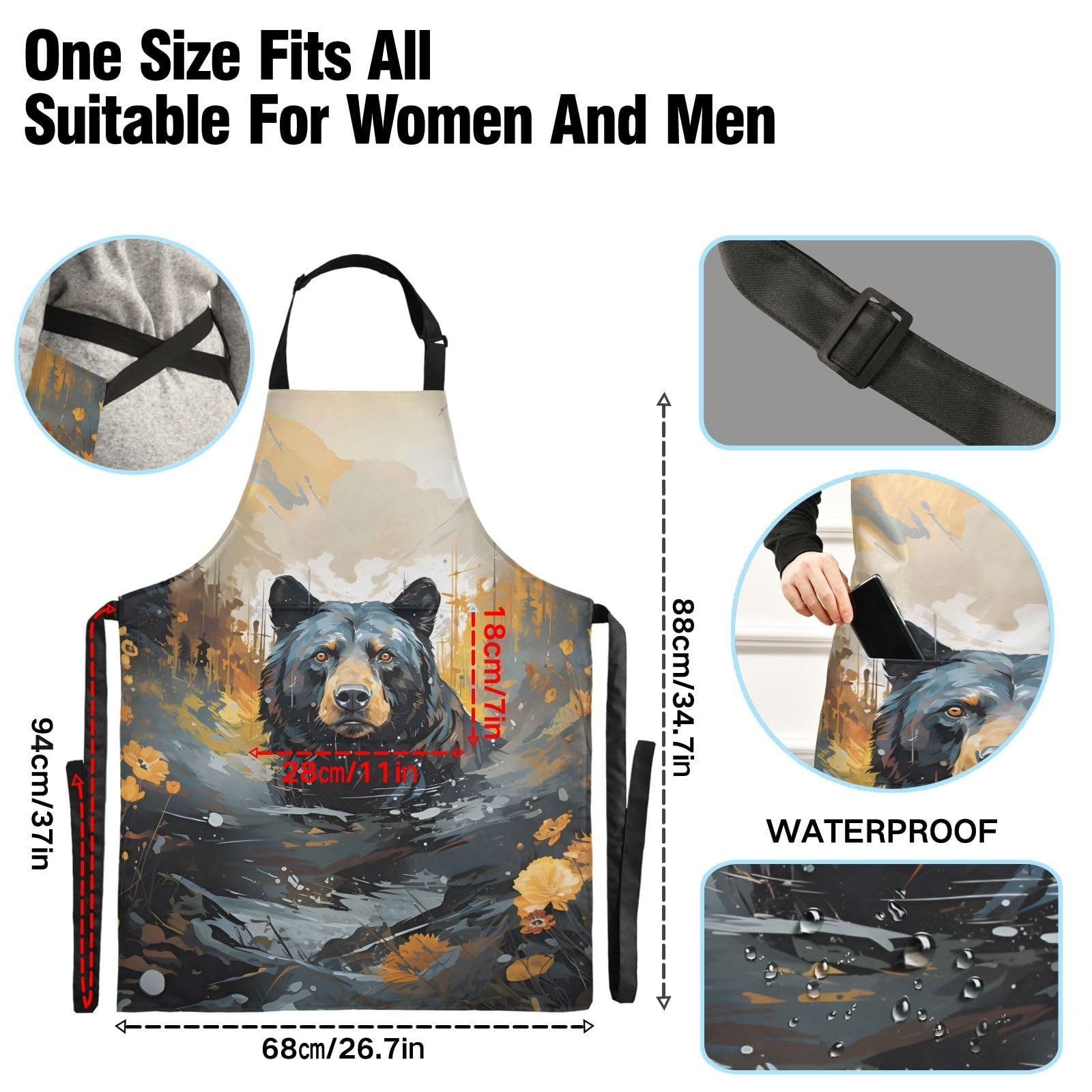 Kitchen Aprons for Cooking Women with Pockets Waterproof Apron Juneteenth 19t...
