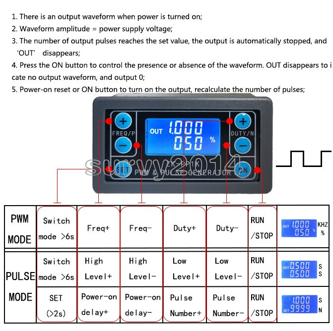 Dual Mode PWM Generator & Pulse Generator Frequency Duty Cycle Adjustable Module