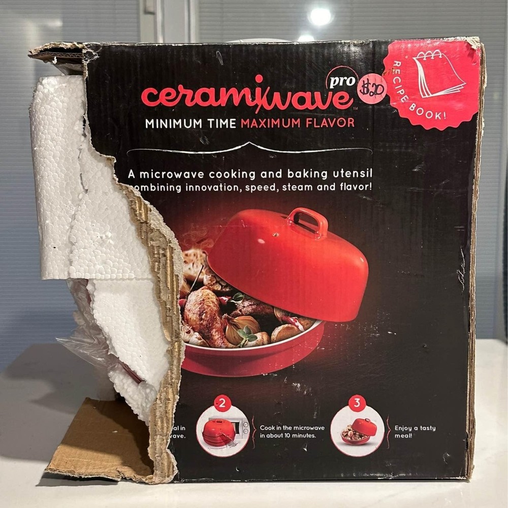 Ceramiwave Pro Red Ceramic Cooking and Baking System NEW! Damaged Box