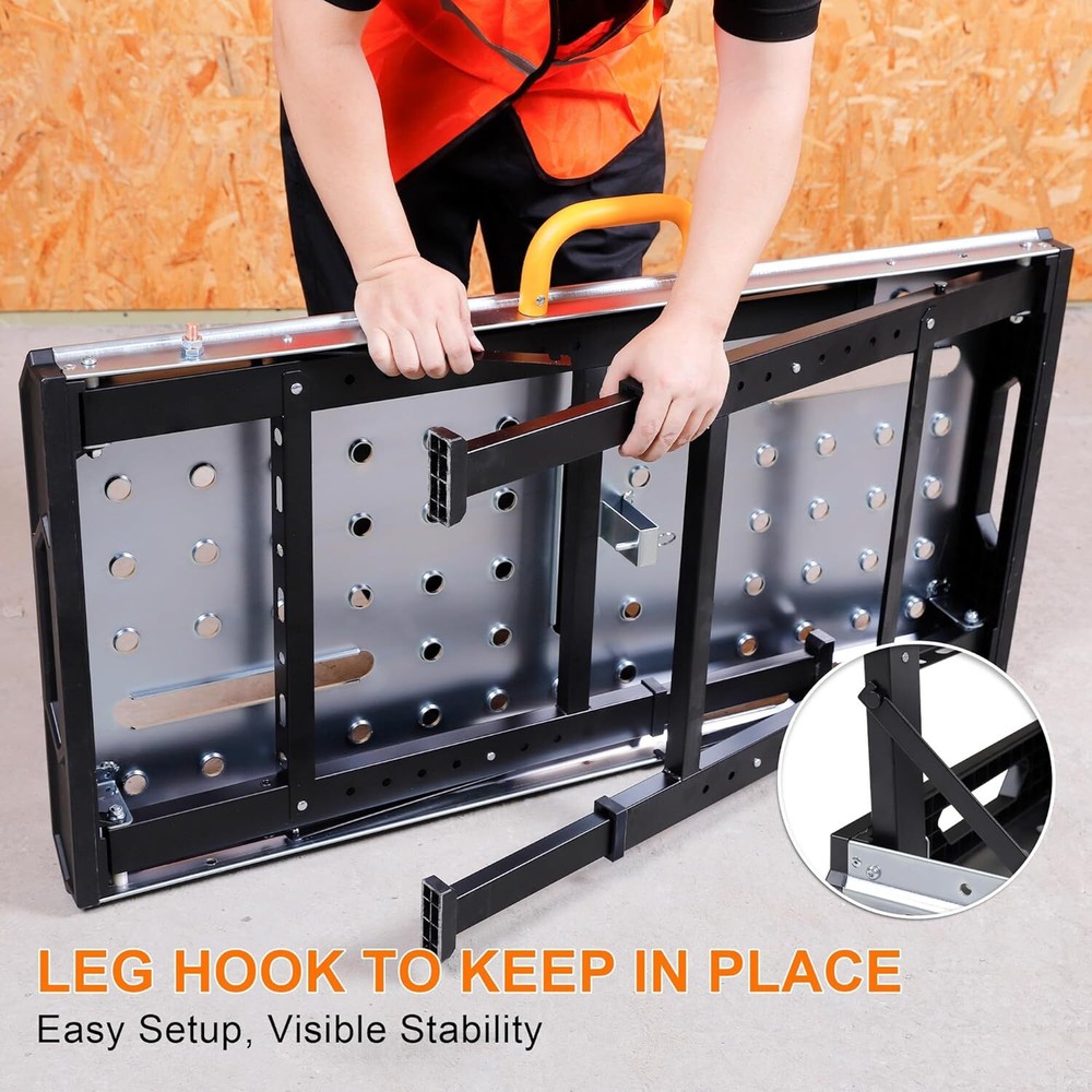 Metal Welding Table Folding 1000 lbs Load Capacity Workbench, Adjustable 7 Level