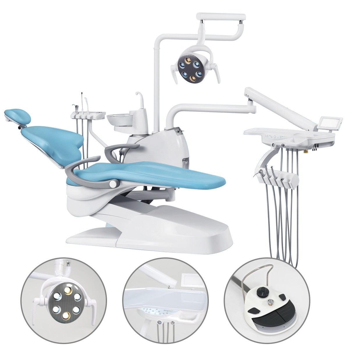 Dental Unit Chair Computer Controlled DC Motor+Stool/Portable Dental Unit 4 Hole