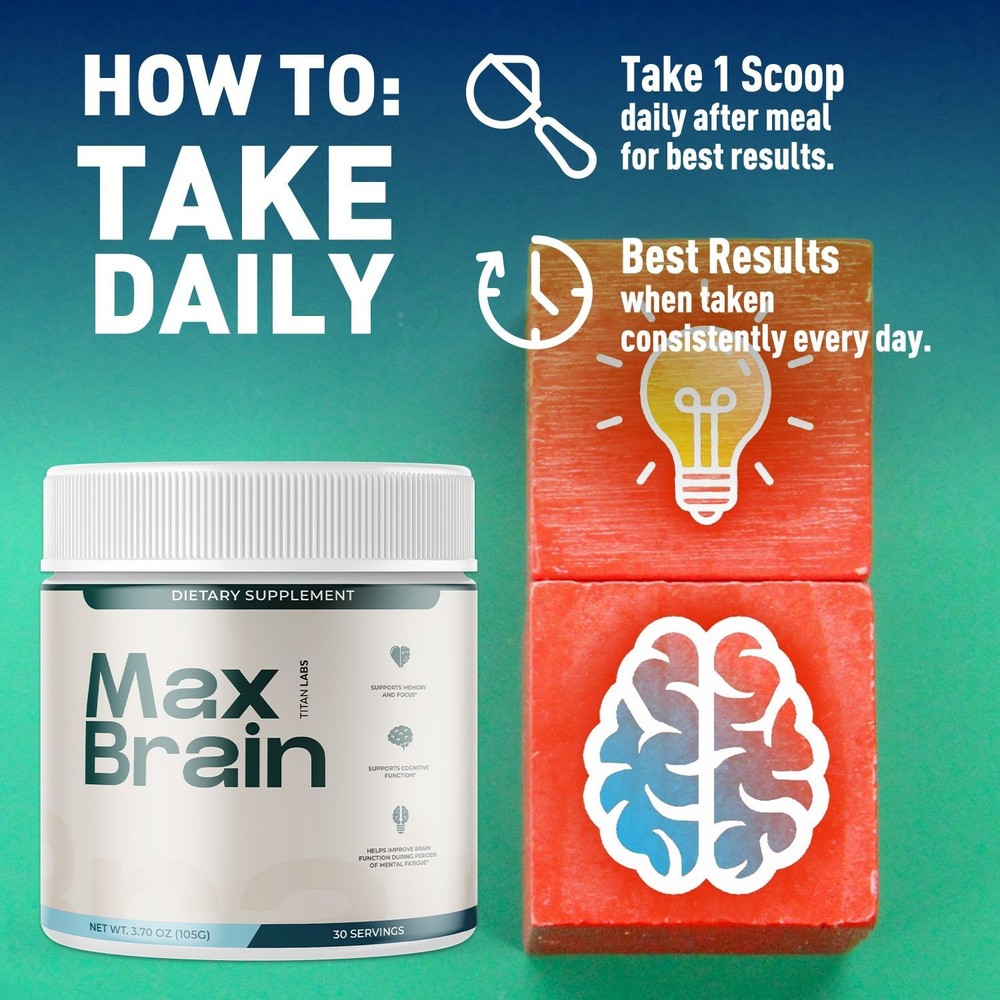 (3 Pack) Max Brain Powder Natural Brain Support Supplement MaxBrain 90 Servings