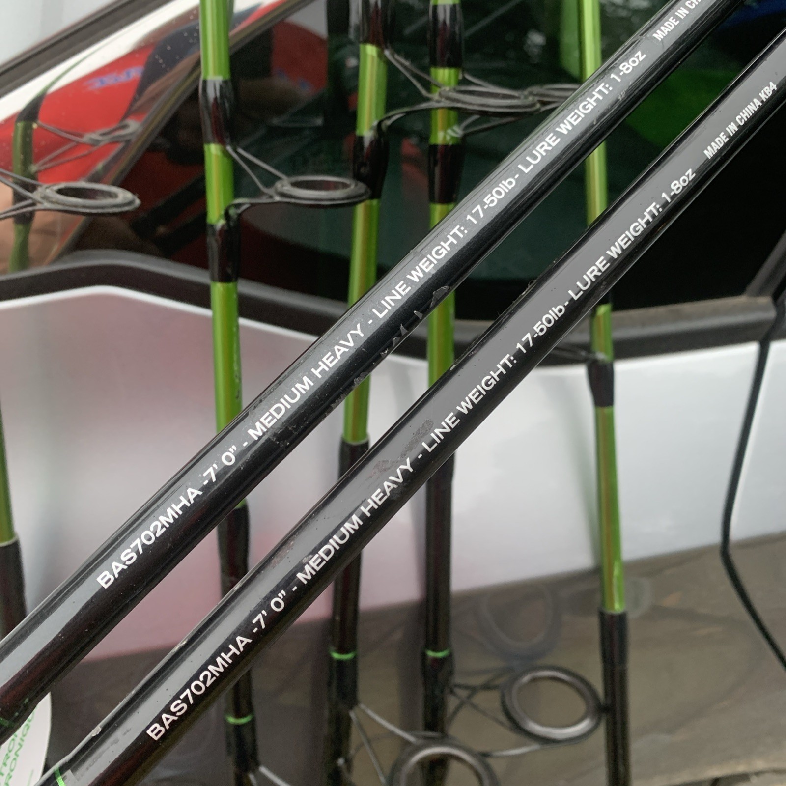 (Lot of 2) Zebco Bite Alert Spinning Fishing Rod 2pc 7' Medium Heavy 17-50lb.