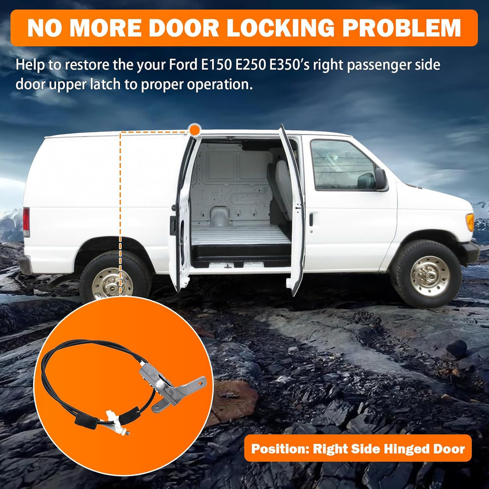 Side Door Latch Cable for 1992-2014 Ford E150 E250 E350 Econoline Van Passenger