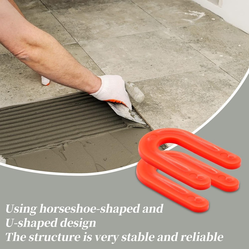 Efficient 50 Pack Red U-Shaped Tile Spacers - 1/8 Inch for Seamless Alignment
