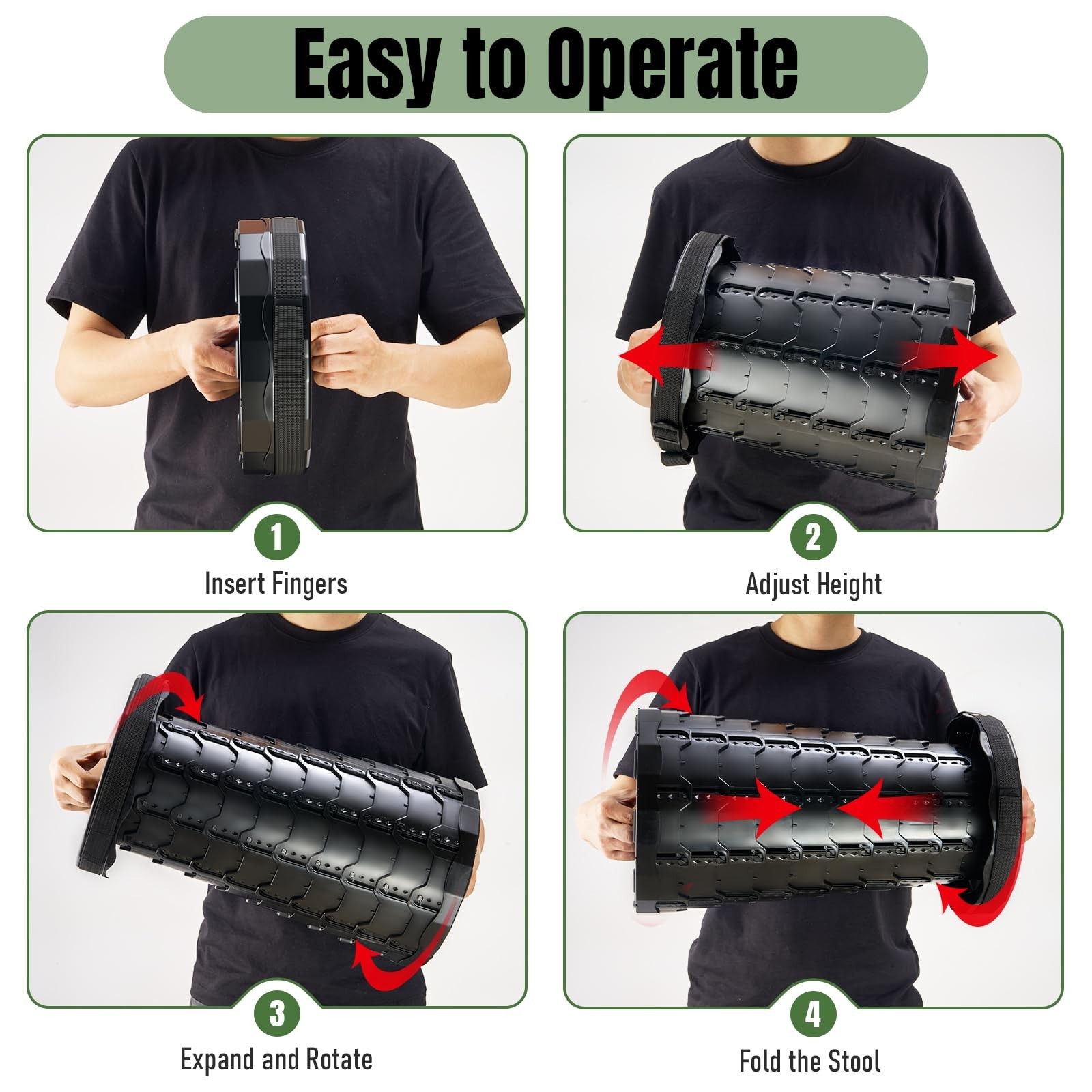 1 PCS Upgraded Foldable Stool Thickened Portable Collapsible Stool (BLACK)