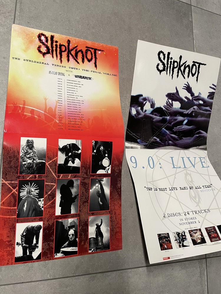 RARE SLIPKNOT Promo Poster 2 Sided - Subliminal Verses Tour Live 9.0