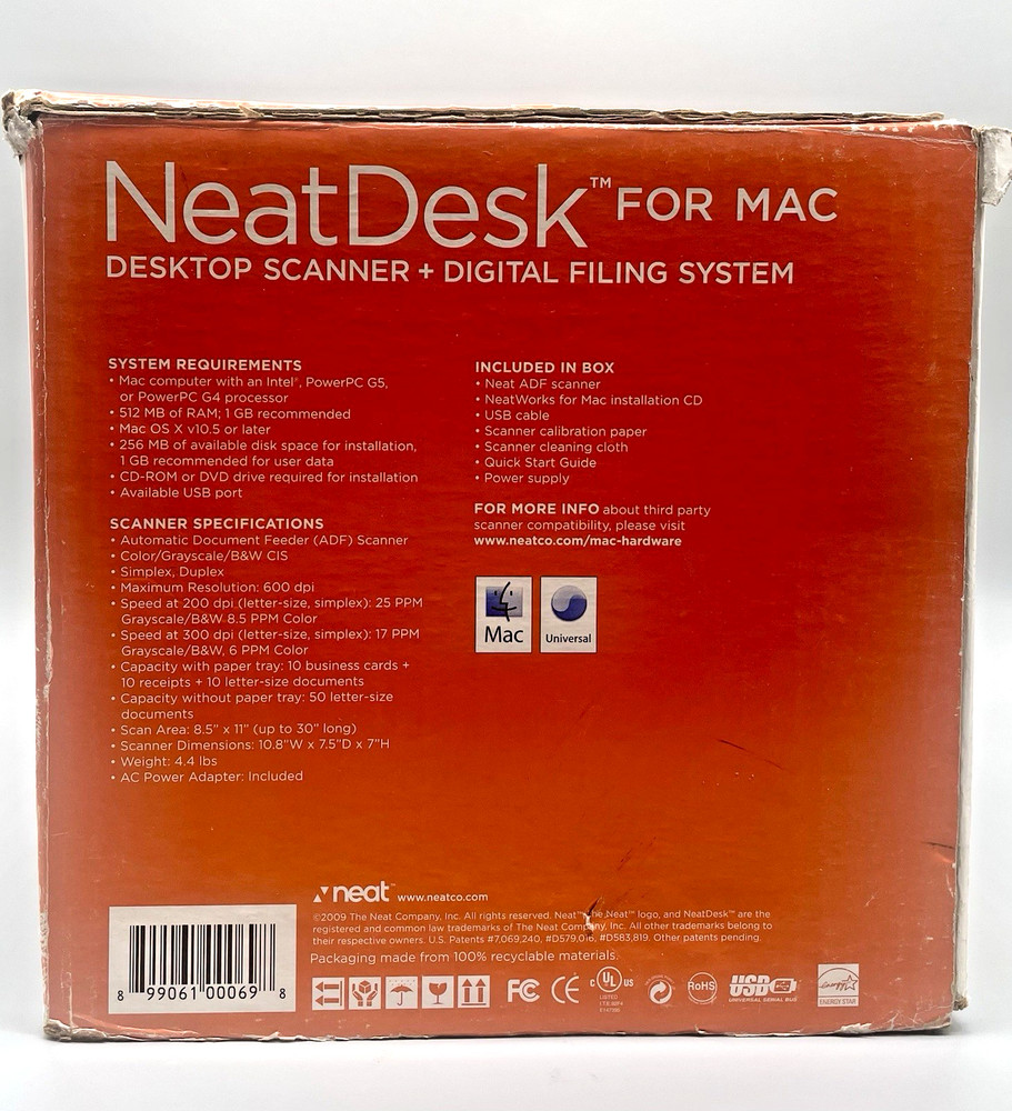 NeatDesk for Mac Desktop Scanner + Digital Filing System - White - Open Box