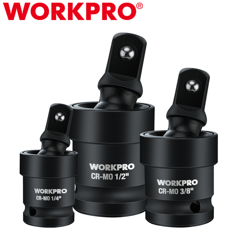 WORKPRO Impact Universal Joint Sets 3PCS 1/2" 3/8" 1/4" Dr Swivel Socket Adapter