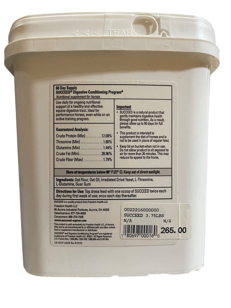 Succeed Digestive Conditioning Supplement Program Horses 3.75lbs 60 Day Supply