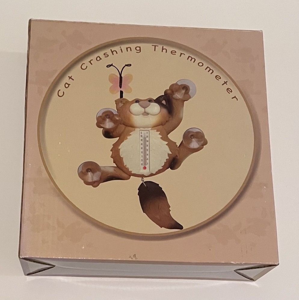 Cat ‘Crashing’ Window Suction Thermometer