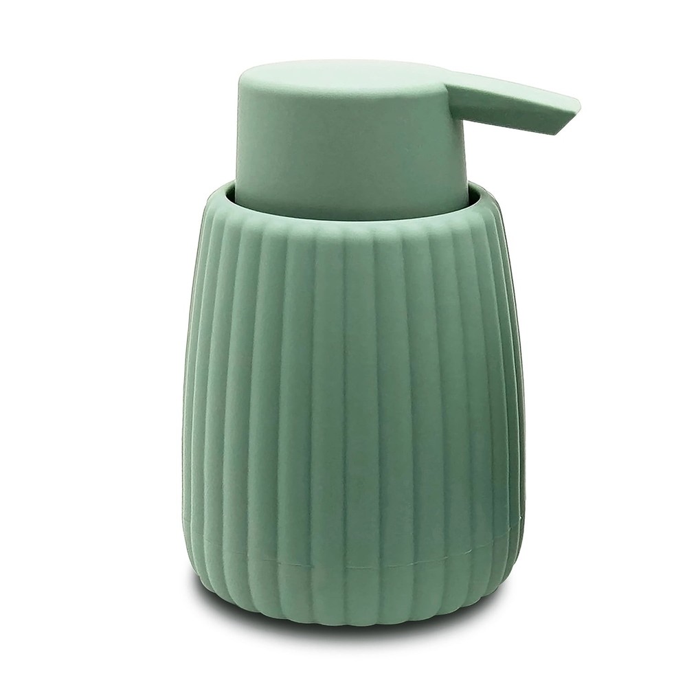 Rubberized Plastic Ribbed Soap Pump Green