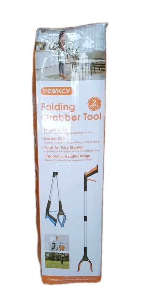 Folding Grabber Tool 2 Pack Magnetic Tip 360 Swivel Open Box Tested