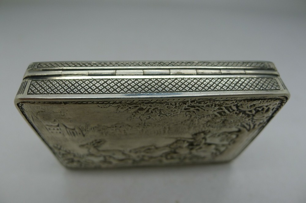 CZECHOSLOVAKIA RARE c.1880 SOLID SILVER DOUBLE SIDED SNUFF BOX RARE FIND