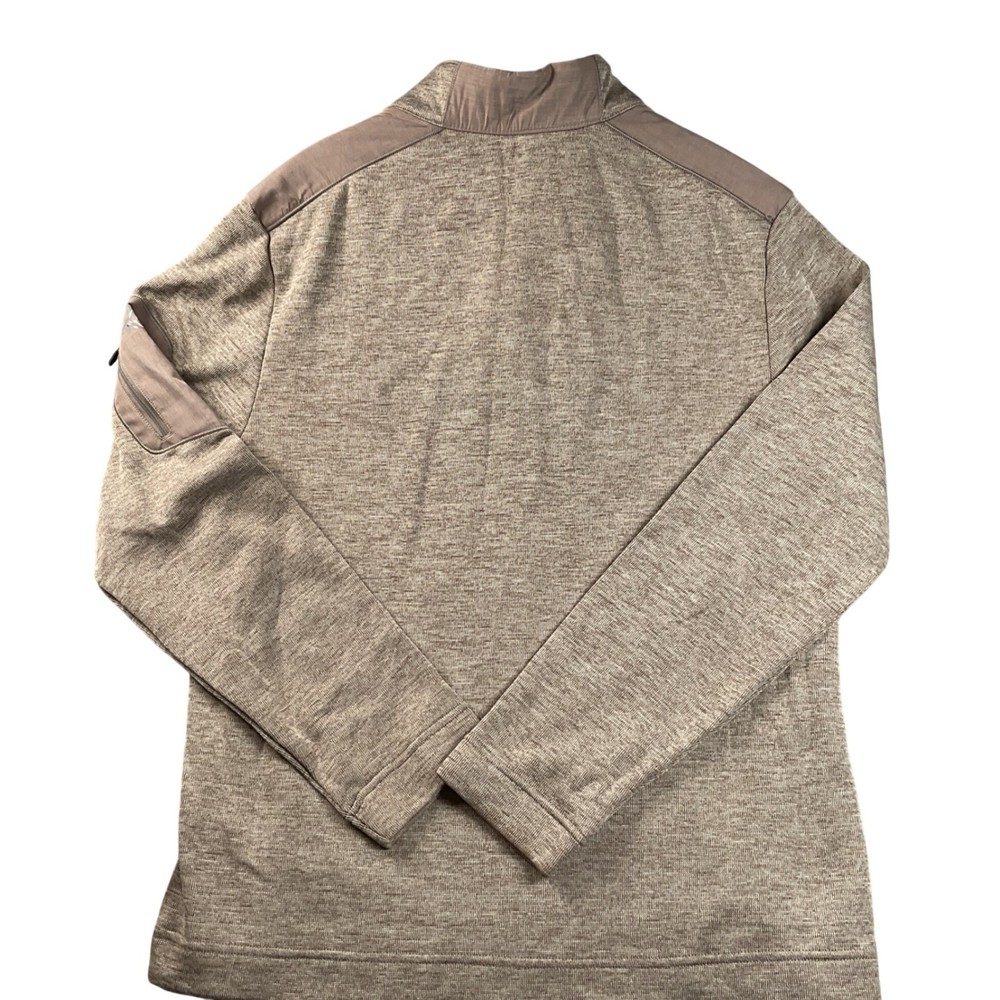 Greg Norman Pullover Mens Medium Tan Excellent Quarter Button Mock Neck Sweater