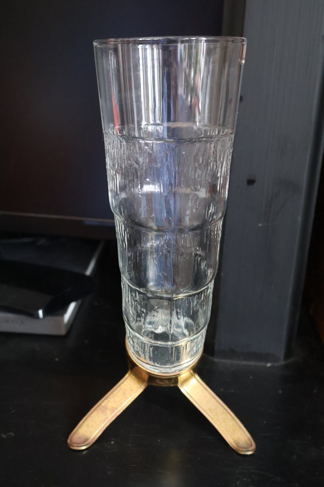 LARGE Iittala Harald Beer GLASS Horn Pilsner 9" EXCELLENT Finland Brass