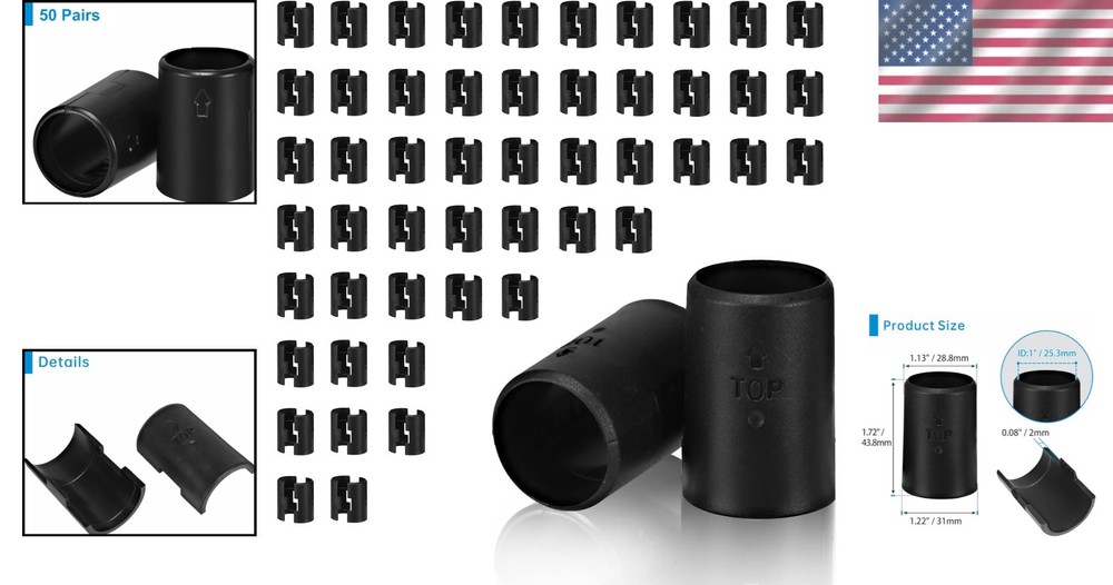 100 Durable Black Wire Shelf Clips for 25mm Posts - Easy Installation Solution