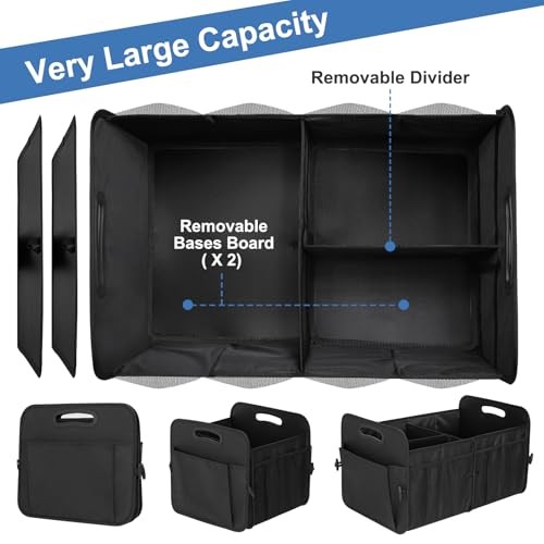 Trunk Organizer, Collapsible Waterproof Multi-Functional car Trunk Large Black