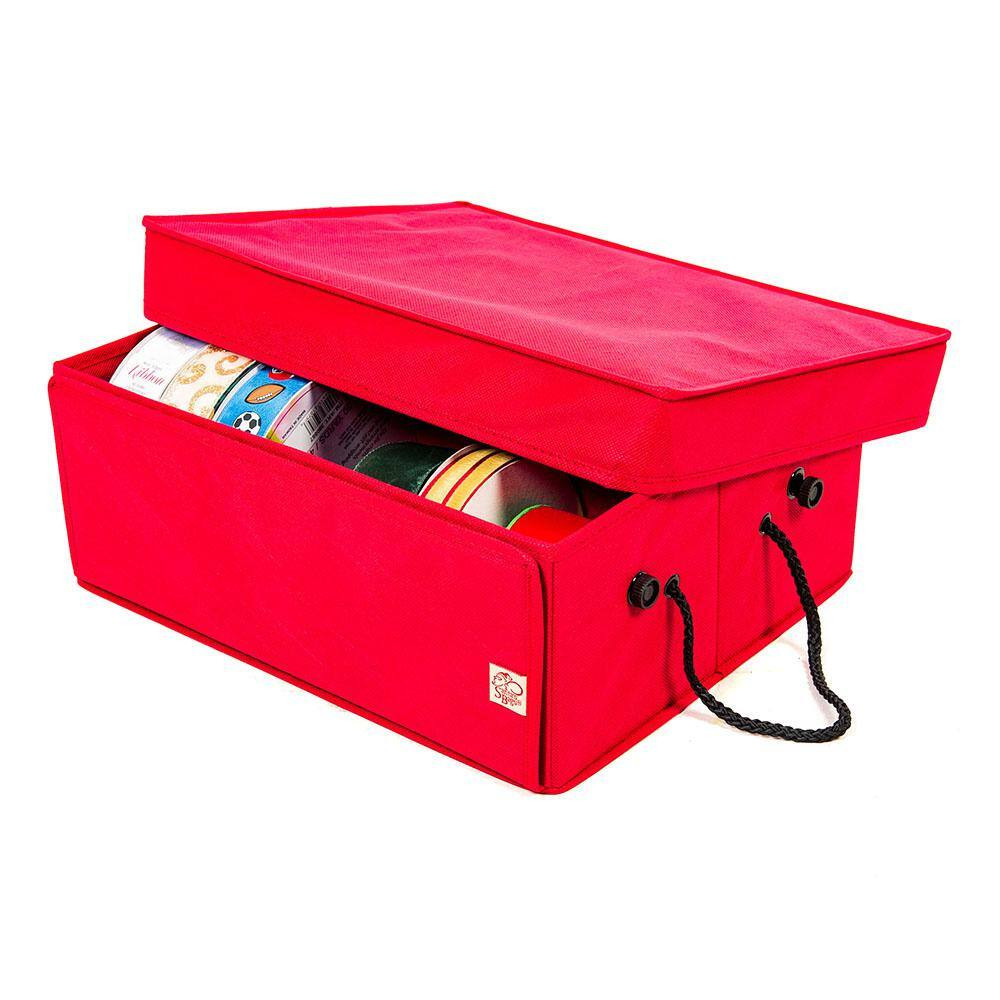Red Gift Wrap Ribbon Storage Box and Dispenser