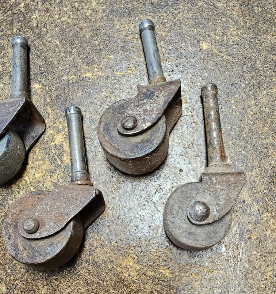 Large Lot of 12 Vintage Caster Wheels Wooden & Steel