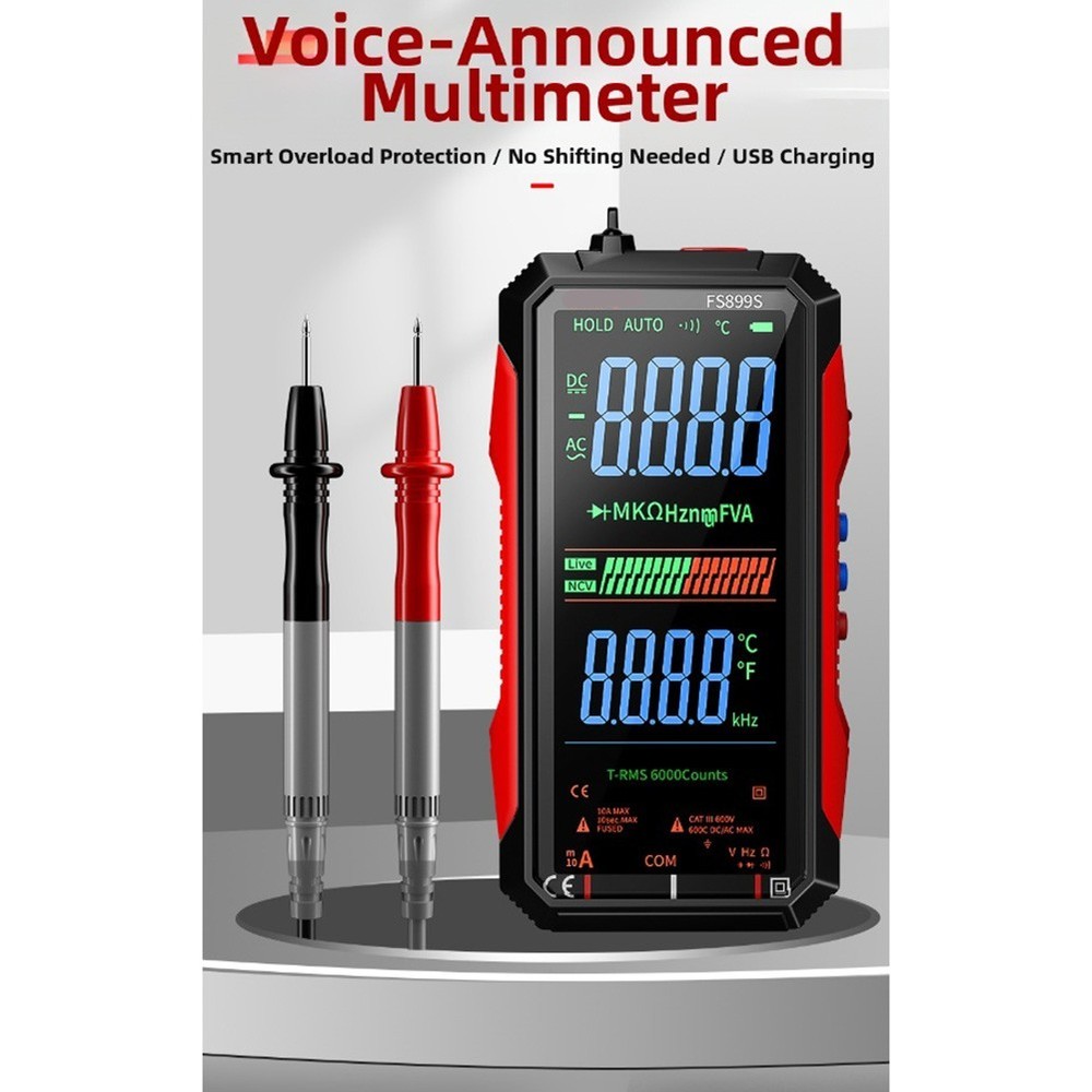 FS899S Digital Multimeter with Flashlight and Auto Ranging for Voltage Current