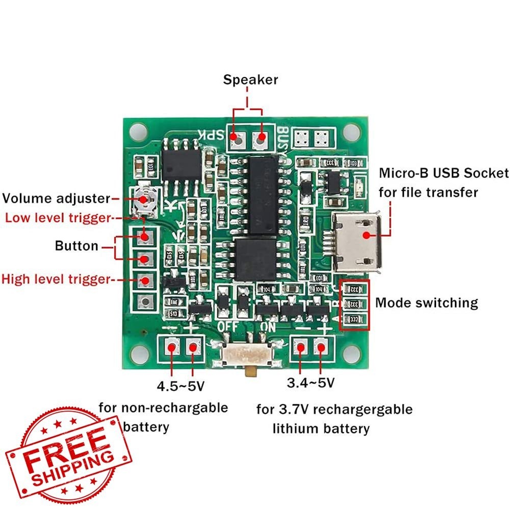 Stemedu 8MB Sound Recordable Module Button MP3 USB Downloadable