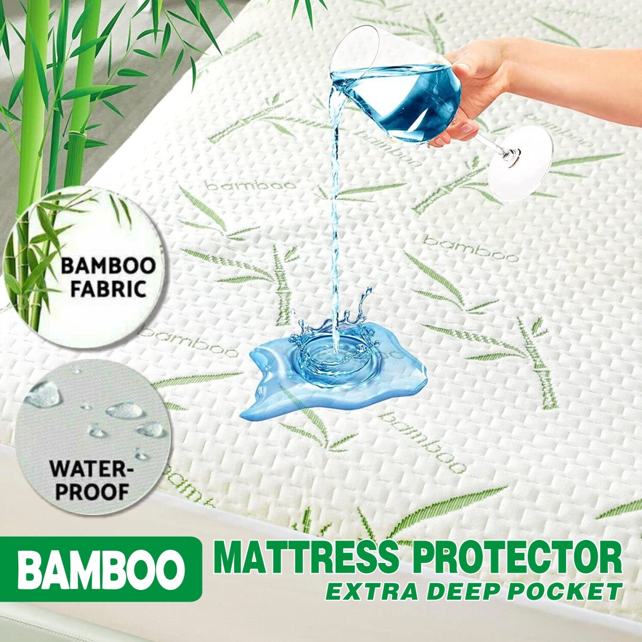 Bamboo Mattress Protector Hypoallergenic & Breathable Waterproof Mattress Cover