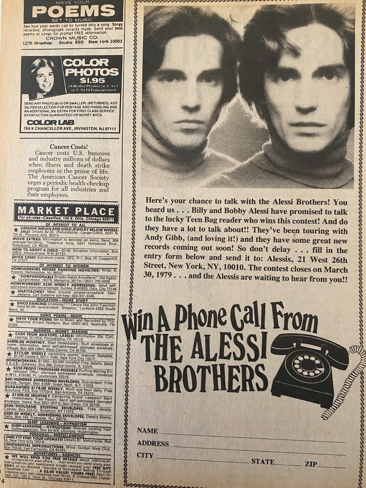Billy and Bobby Alessi, Brothers, Twins, Alessis, Full Page Vintage Clipping
