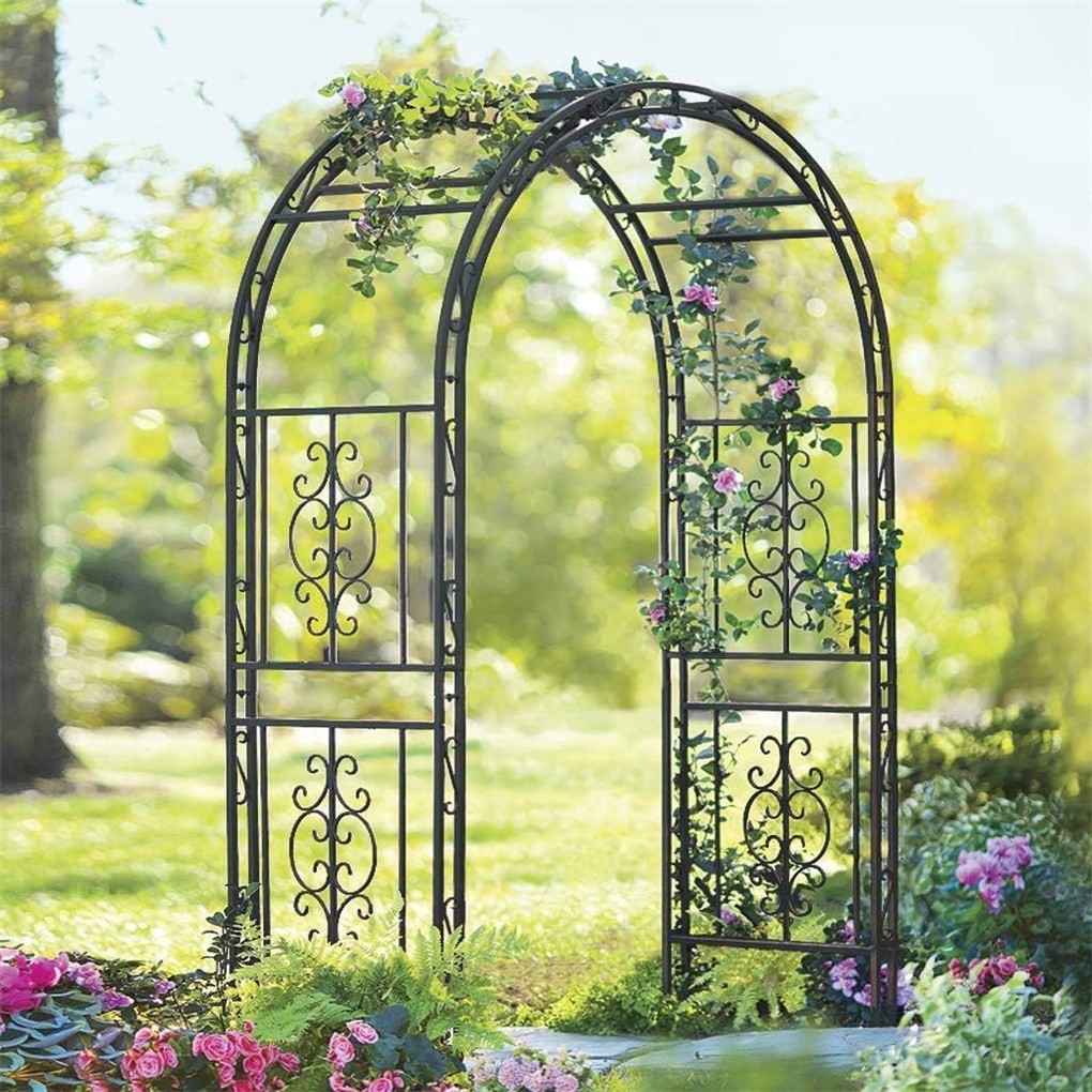 XXL Double-layer Garden Arch Trellis Metal Climbing Plant Archway with 8 Prongs
