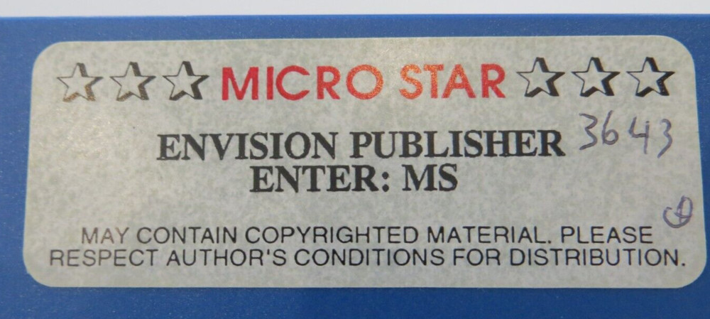 3.5" Floppy Disk Micro Star ENVISION PUBLISHER computer program disc