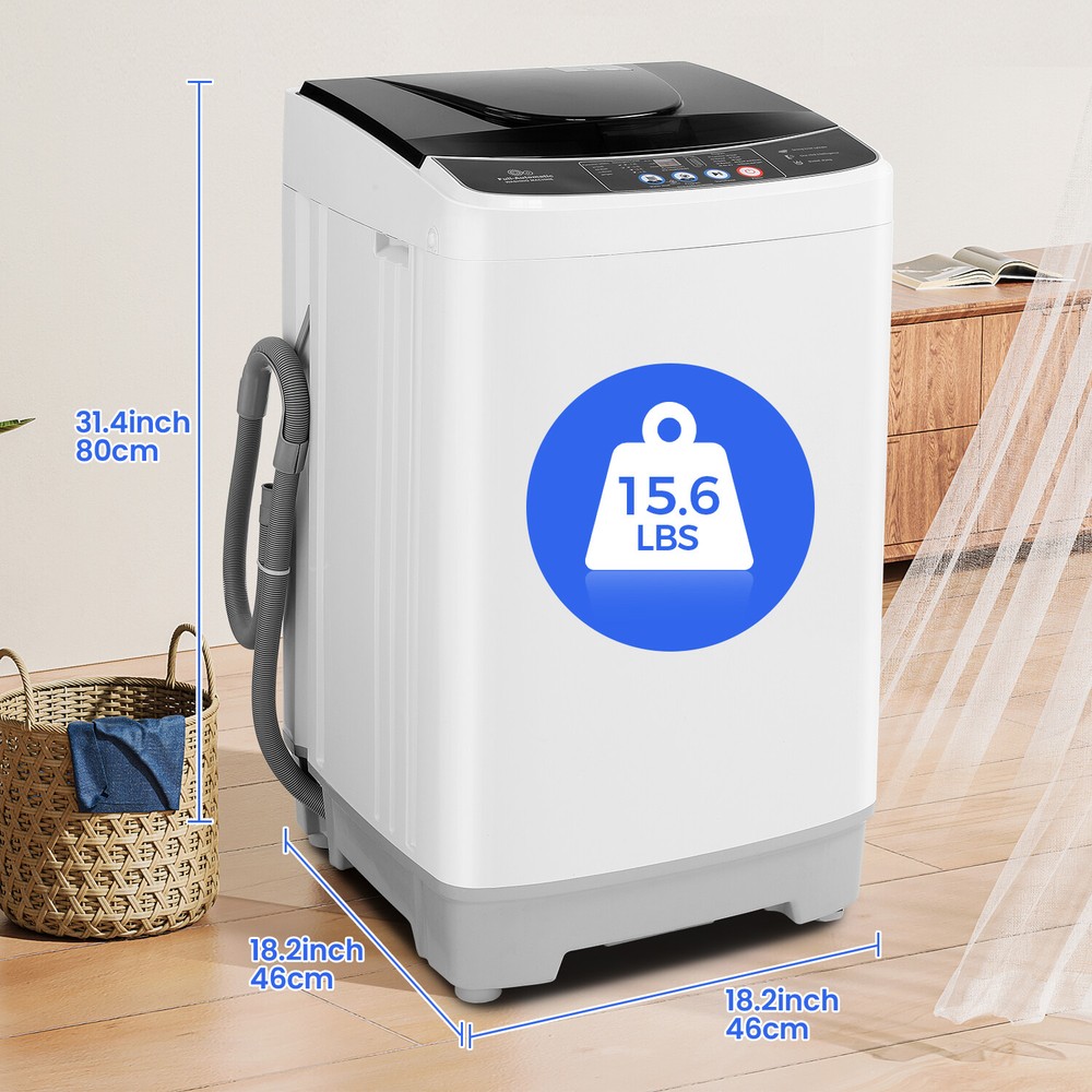Portable Washing Machine 17.8Lbs Full Automatic Laundry Machine W/ 10 Programs