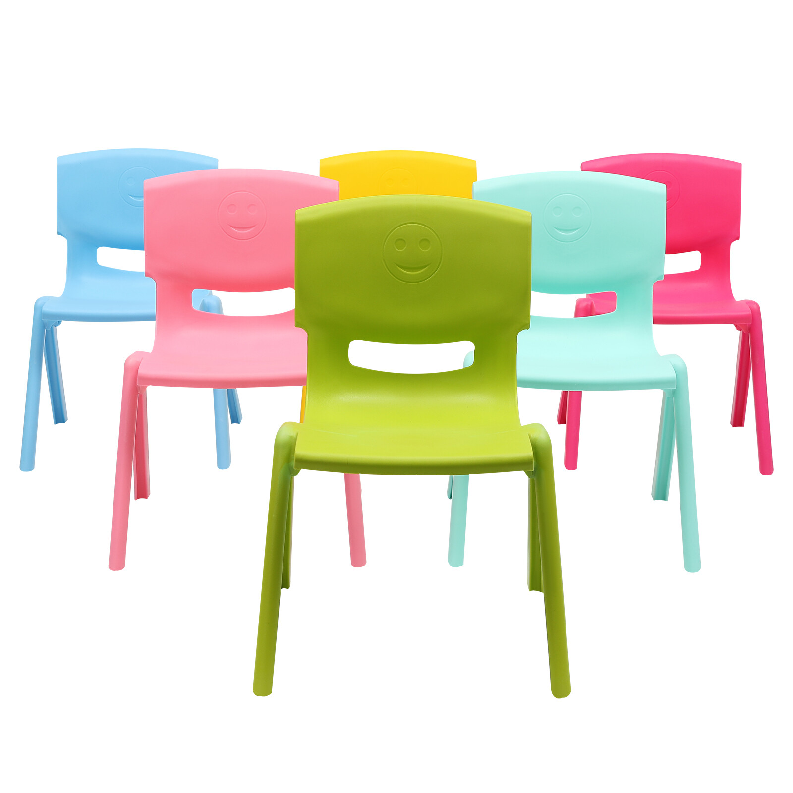 6x Stackable School Chairs PP Child Chair 100kg load Multicolor Indoor & Outdoor