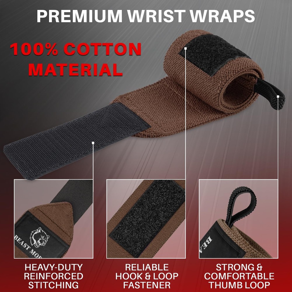 Weightlifting Wrist Wraps with Thumb Loop – 18 Inch HeavyDuty Support