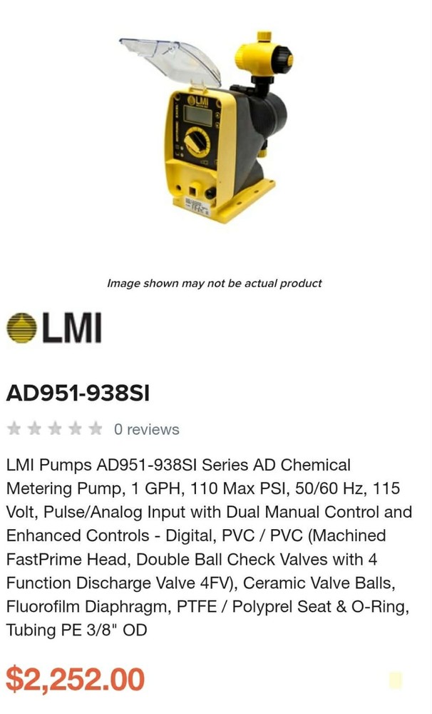 LMI AD951-938SI METERING PUMP