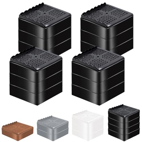 Furniture Risers Heavy Duty Adjustable Bed Risers Blocks 3 Inch Black 4 Pack