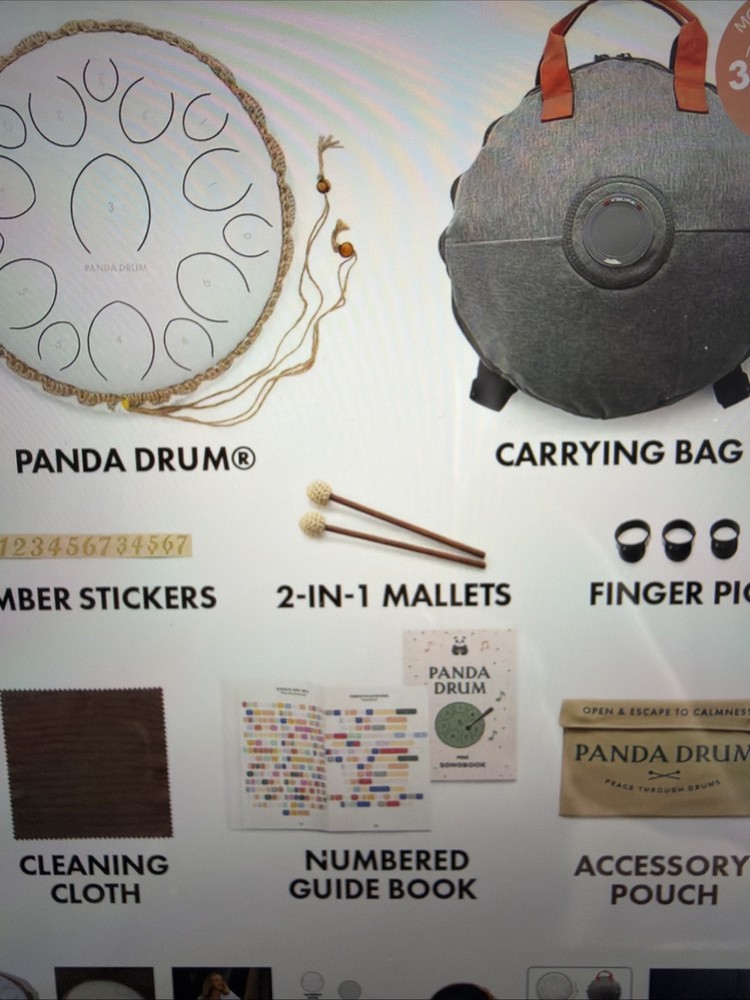 Panda Drum New With Carrying Bag/backpack, Beige
