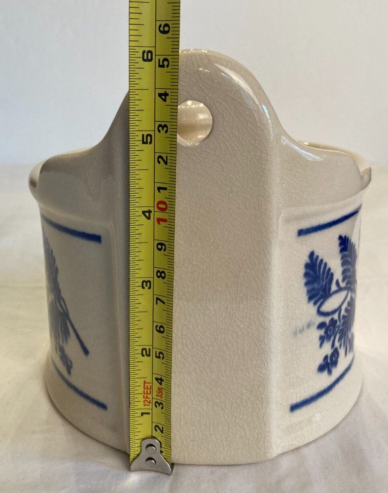 Blue and White Stoneware Salt Cellar