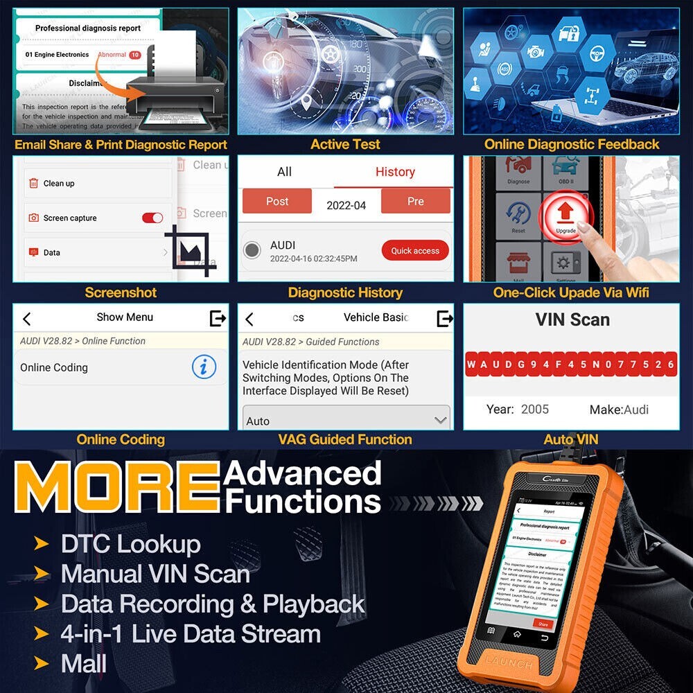 LAUNCH X431 Elite For VW Audi Diagnostic Tools Car OBD2 Scanner Full System Tool