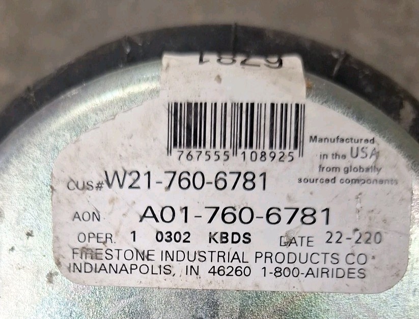 Firestone Ride-Rite air helper spring A01-760-6781