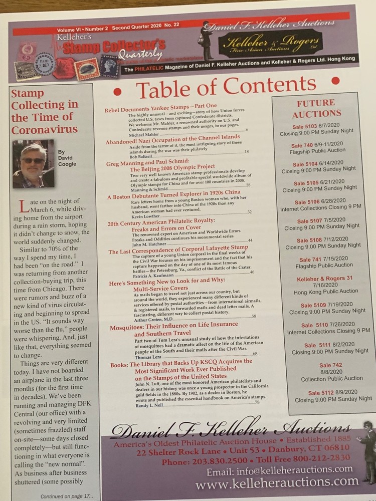 Kelleher's Stamp Collector's Quarterly, 2nd Quarter 2020, Vol 6, no 2