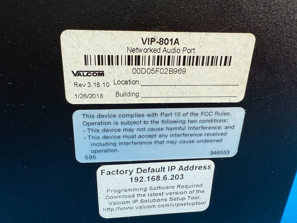 Valcom VIP-801A Network IP Single Port Gateway Audio Page Zone Extender Module