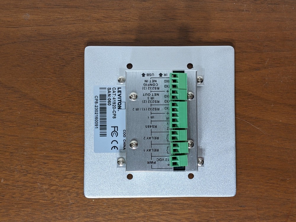 Leviton Control Sound Module Control Panel Wallplate 41920-CP8