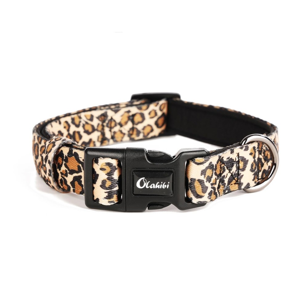 Neoprene Padded Dog Collar, Soft and Comfortable, Leopard Pattern, for Large ...