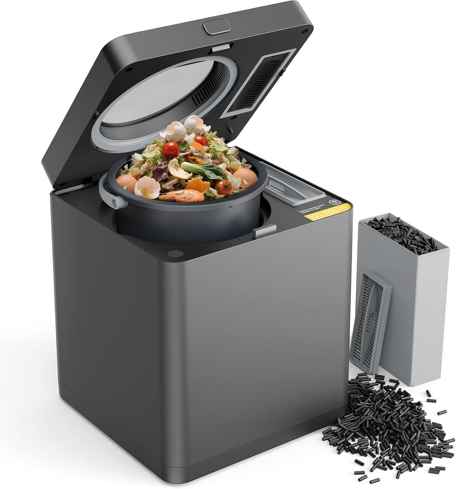 Electric Compost Bin for Kitchen, 3L Smart Countertop Composter with Odorless Au