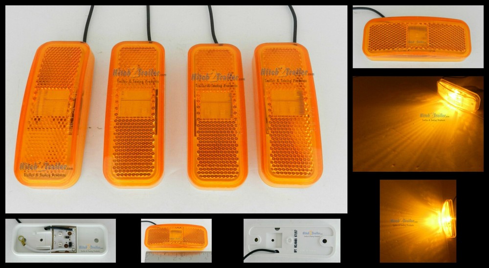 (4) 4" Amber Rectangle Surface Mount LED Clearance Marker Light 2 Diode MCL40AB1