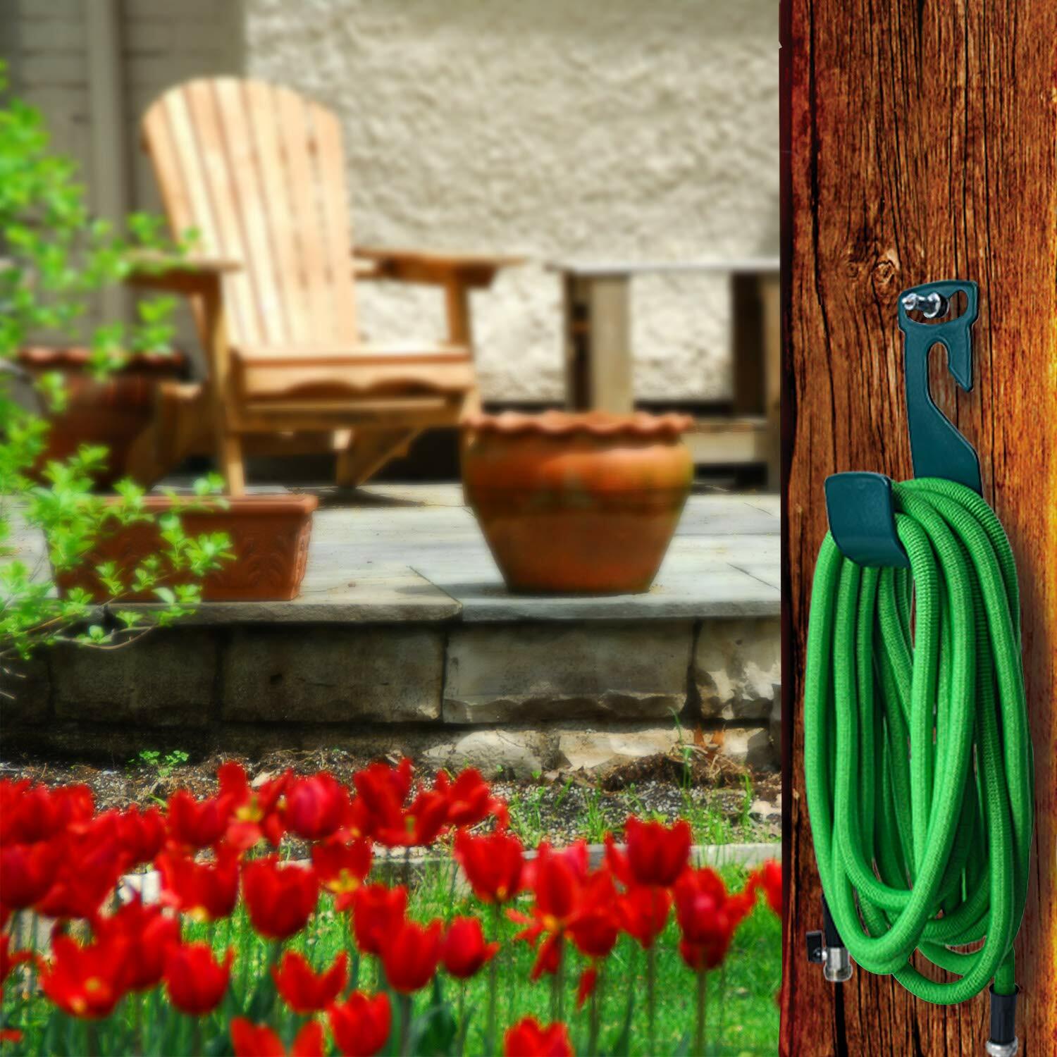 Garden Hose Hanger Wall Mount Water Hose Holder Hook, Dark Green